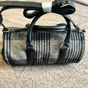 Time and Tru Black and Gray Plaid Satchel